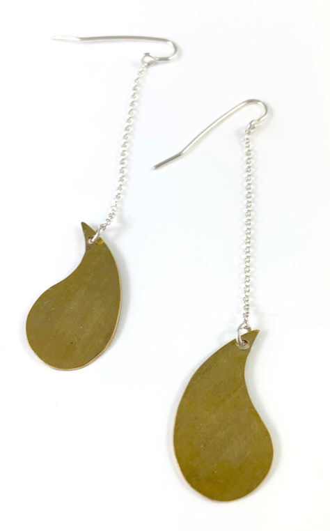 Brass Tear Drop Earrings