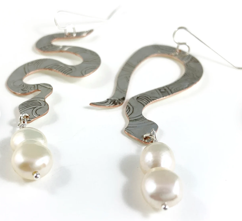 Silver Snake Earrings
