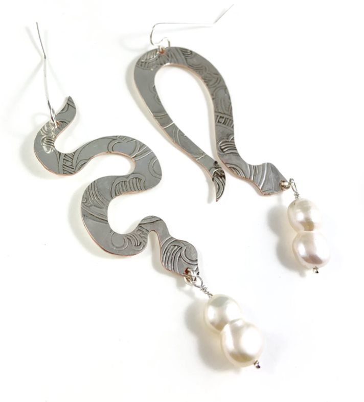 Silver Snake Earrings