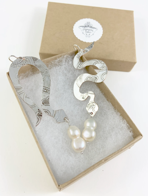 Silver Snake Earrings
