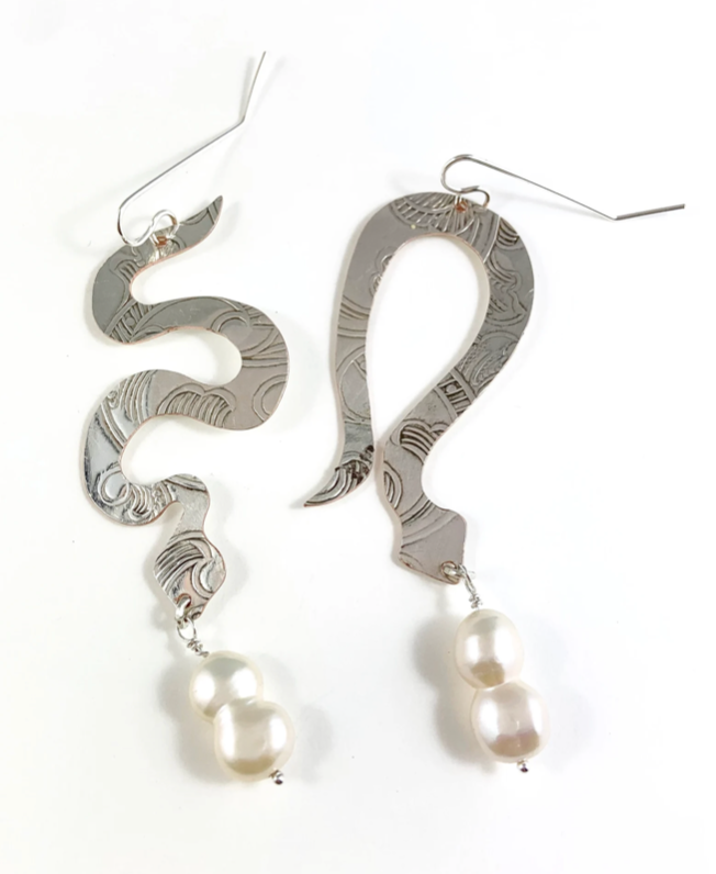Silver Snake Earrings