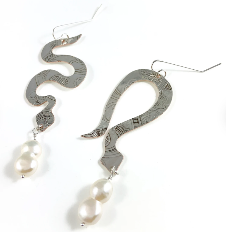 Silver Snake Earrings