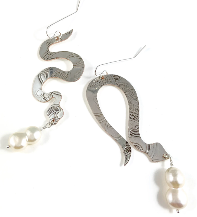 Silver Snake Earrings