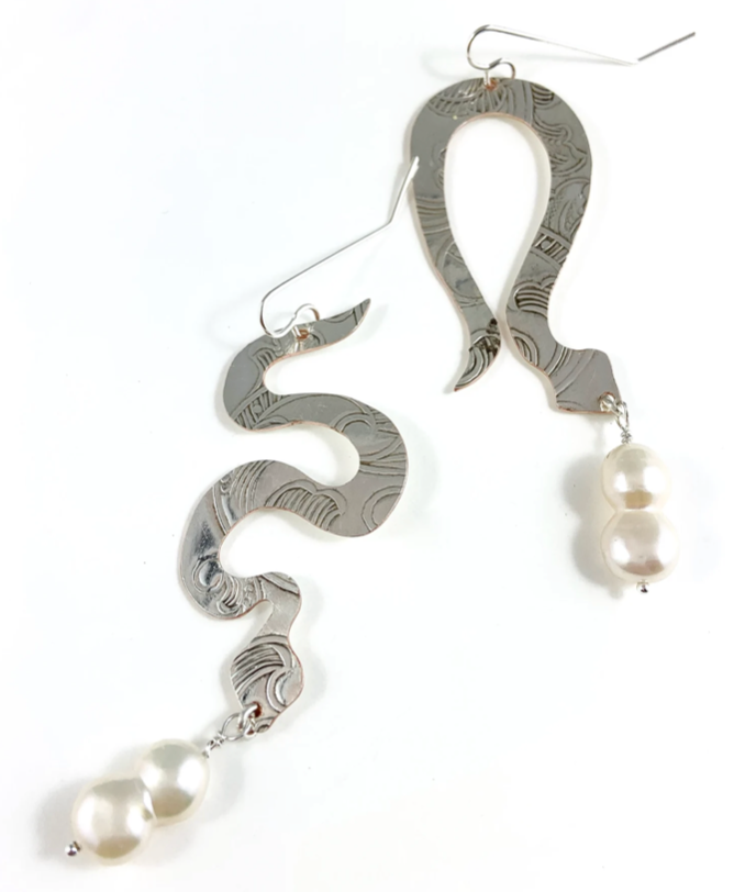 Silver Snake Earrings