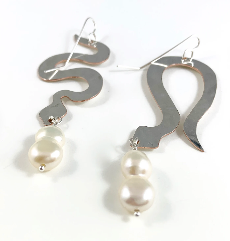 Silver Snake Earrings