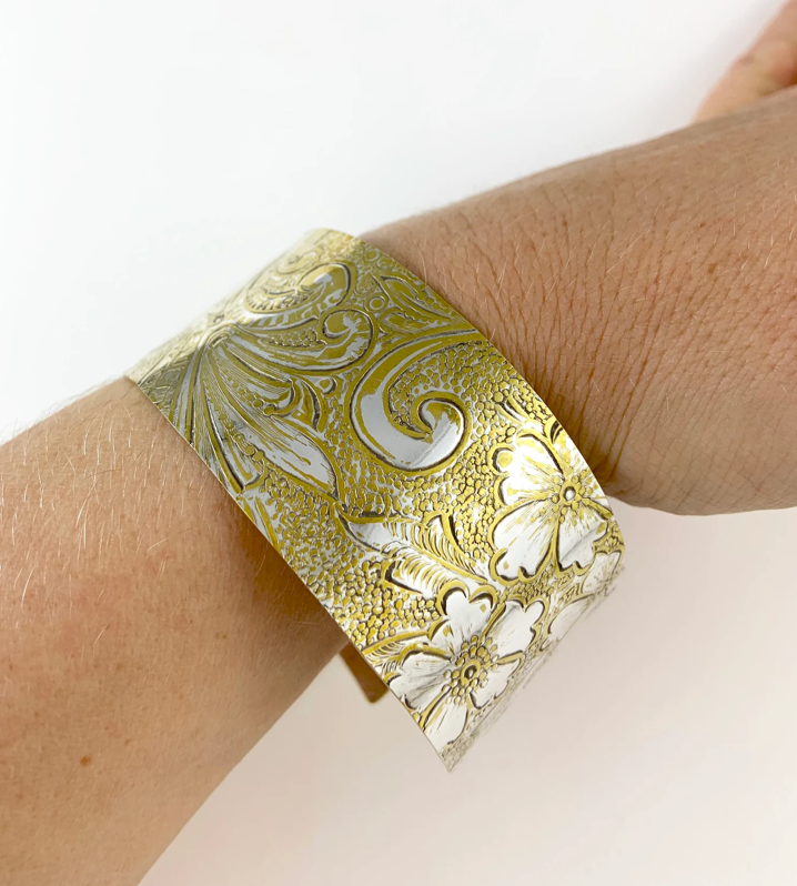 Silver and Brass Cuff Bracelet