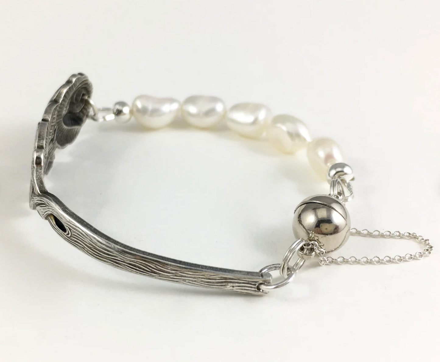 Silver Spoon Rose Bracelet with Pearls