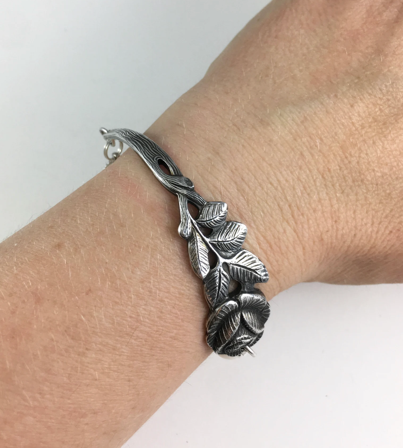 Silver Spoon Rose Bracelet with Pearls