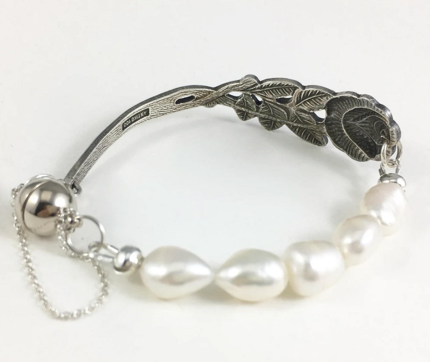 Silver Spoon Rose Bracelet with Pearls
