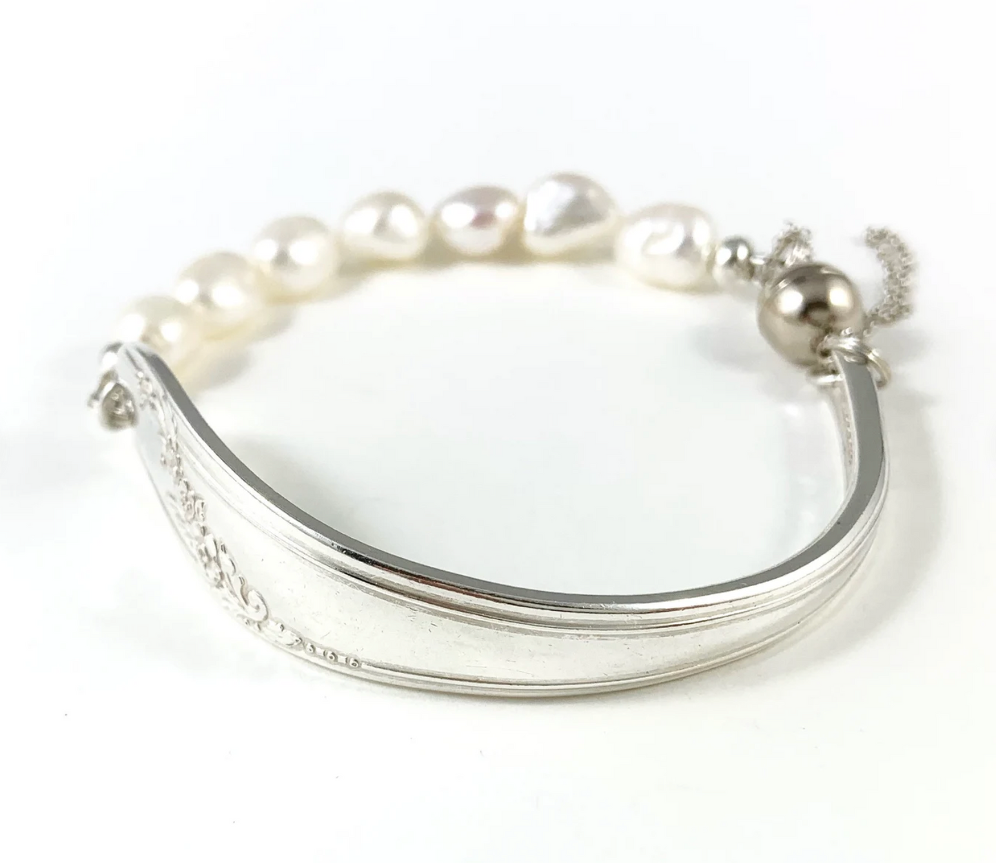 Silver Spoon Bracelet with Pearls