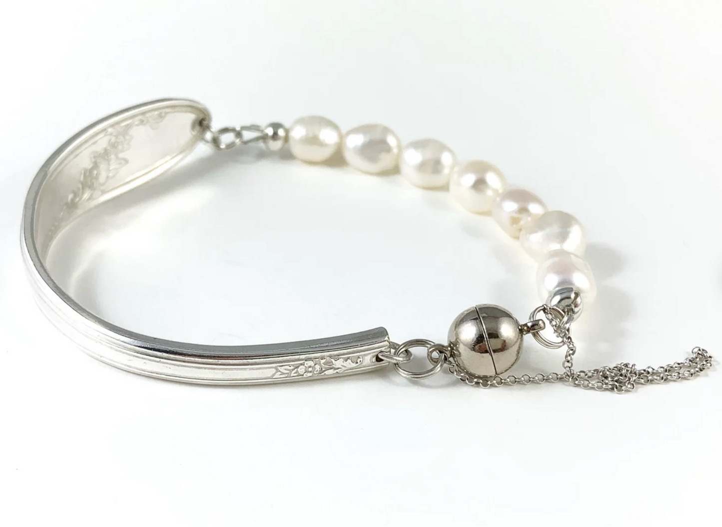 Silver Spoon Bracelet with Pearls