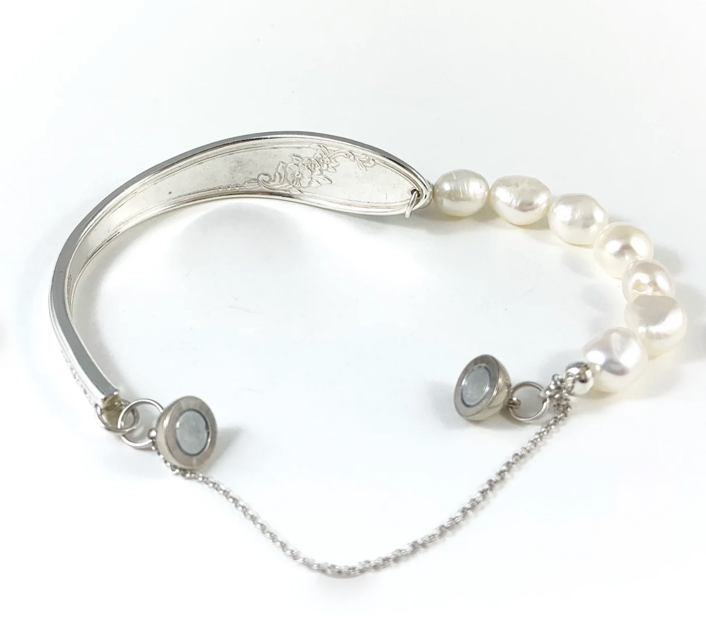 Silver Spoon Bracelet with Pearls