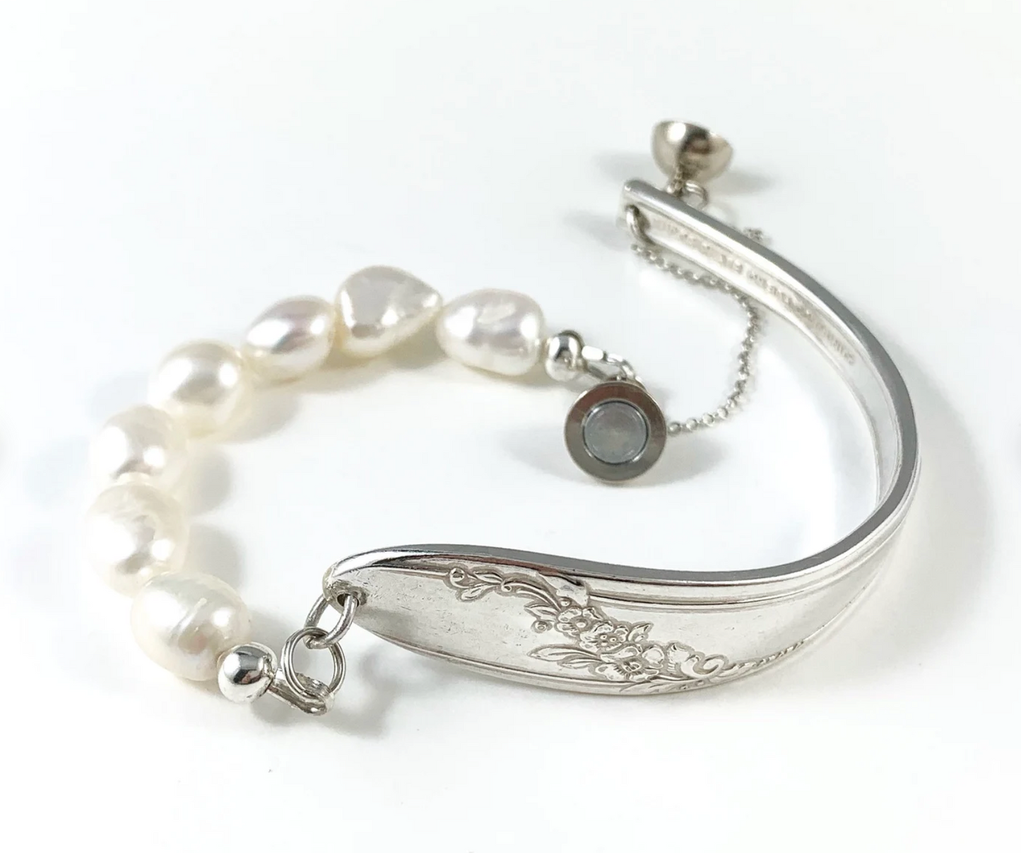 Silver Spoon Bracelet with Pearls