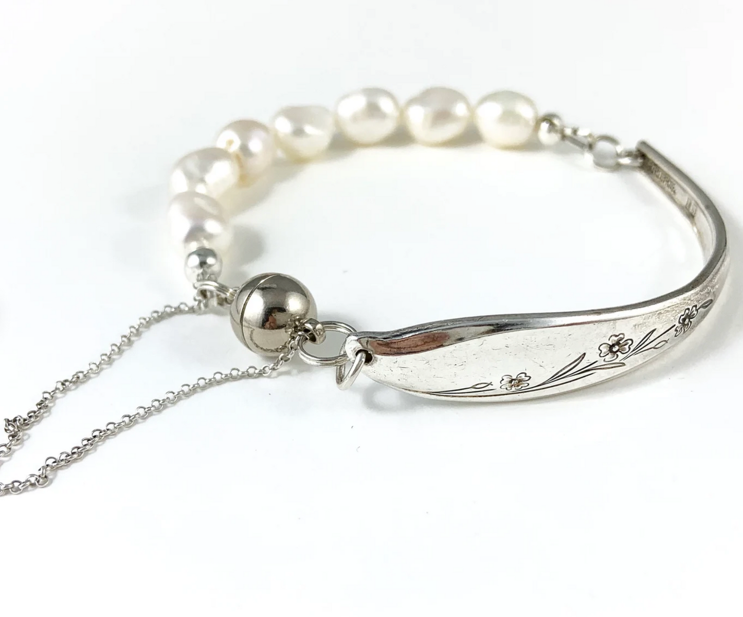 Silver Spoon Bracelet with Pearls