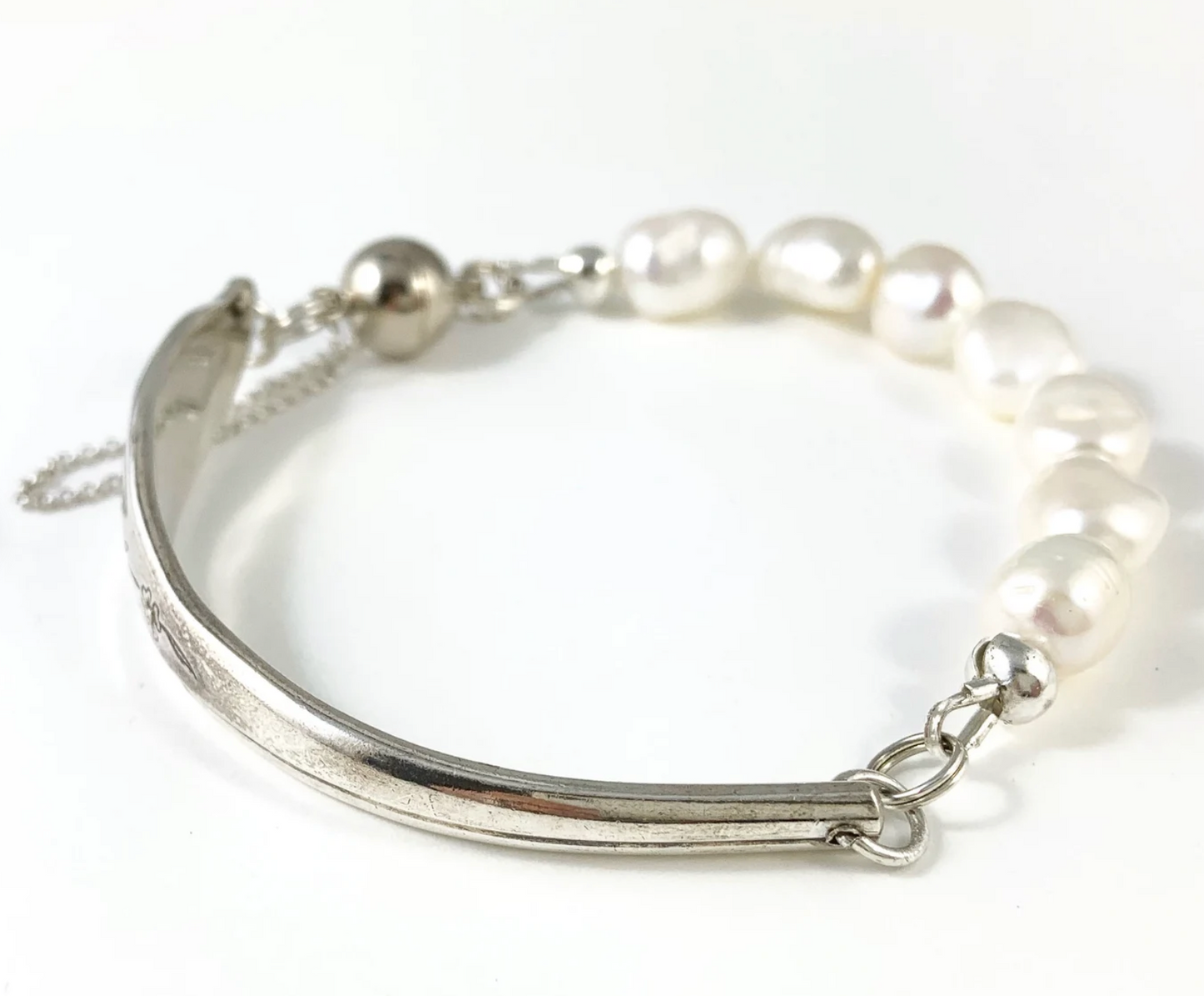 Silver Spoon Bracelet with Pearls