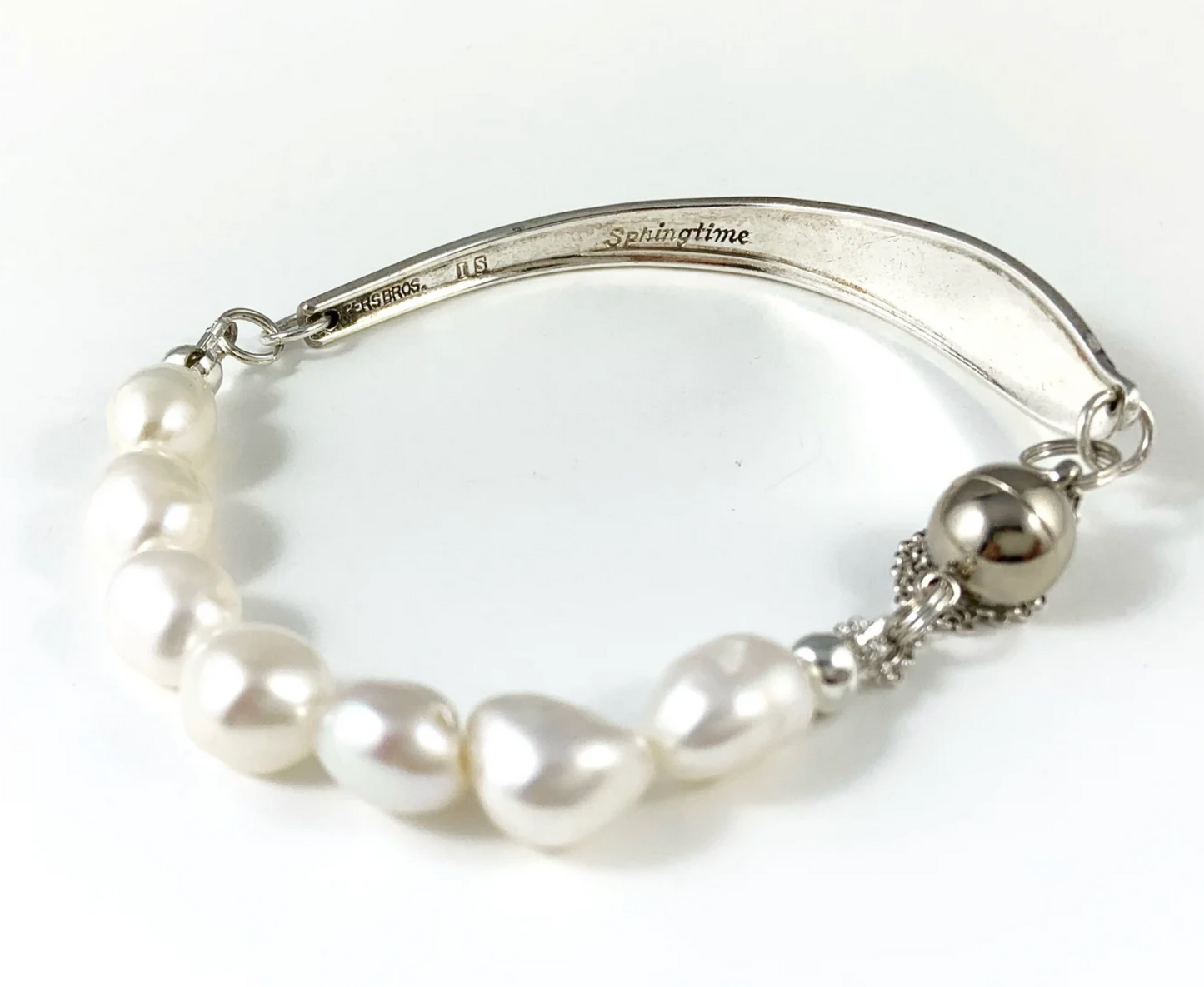 Silver Spoon Bracelet with Pearls
