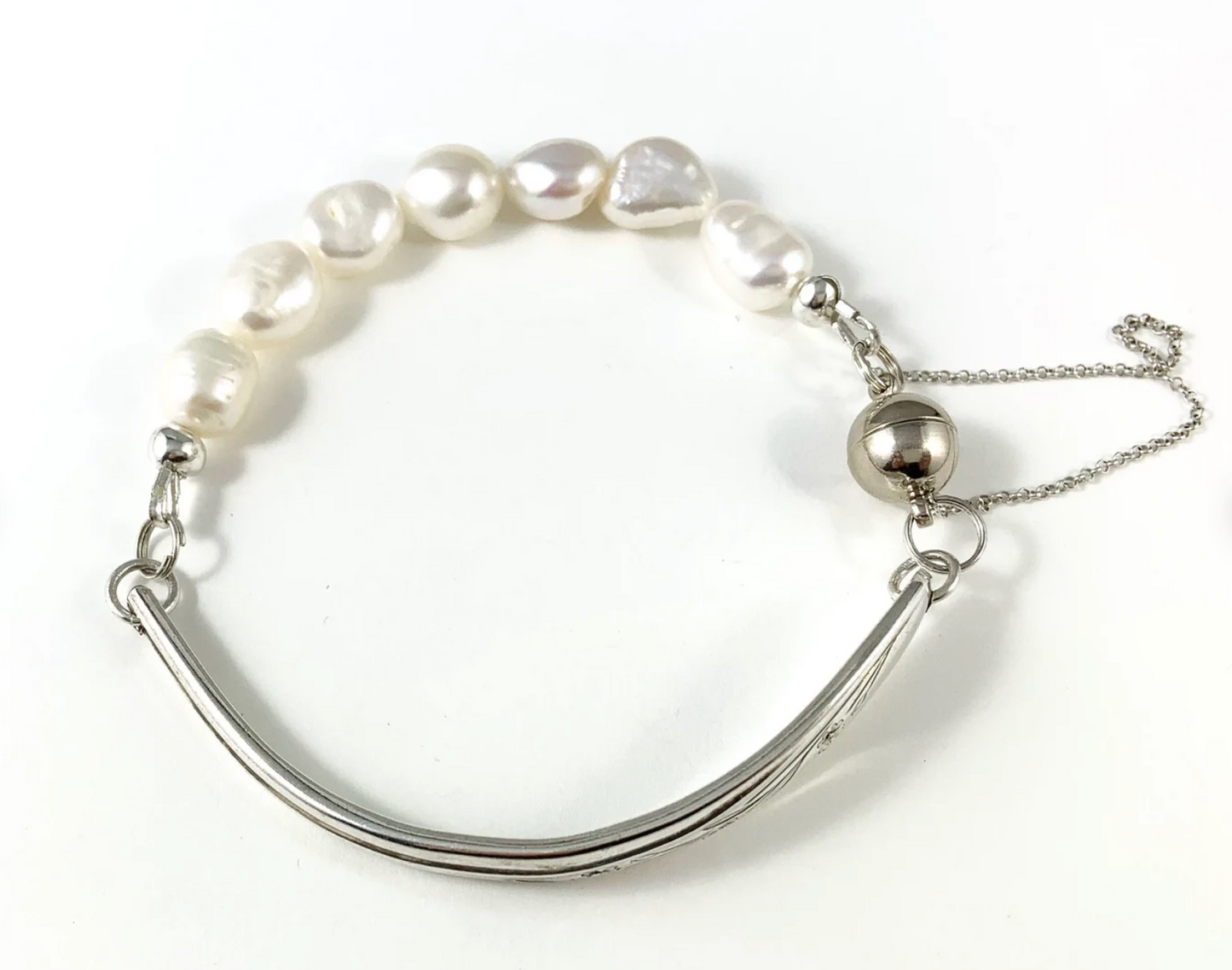 Silver Spoon Bracelet with Pearls