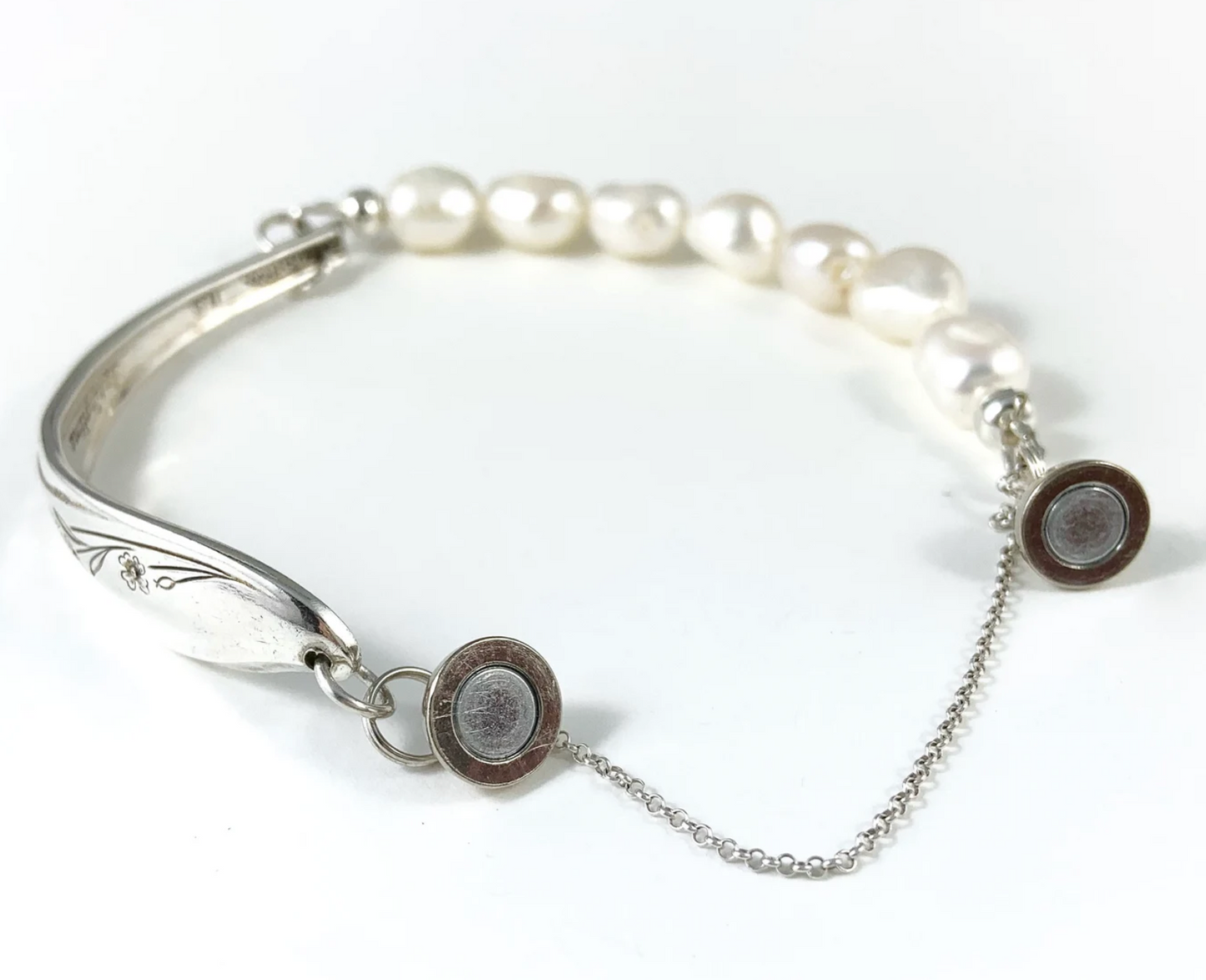 Silver Spoon Bracelet with Pearls