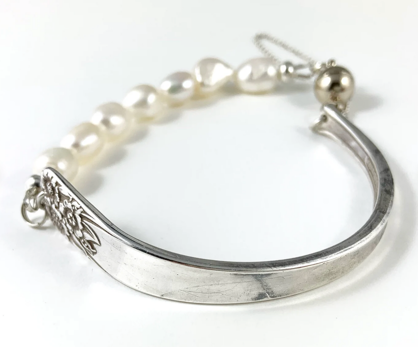 Silver Spoon Bracelet with Pearls