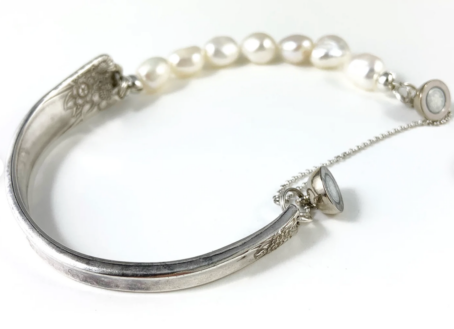 Silver Spoon Bracelet with Pearls