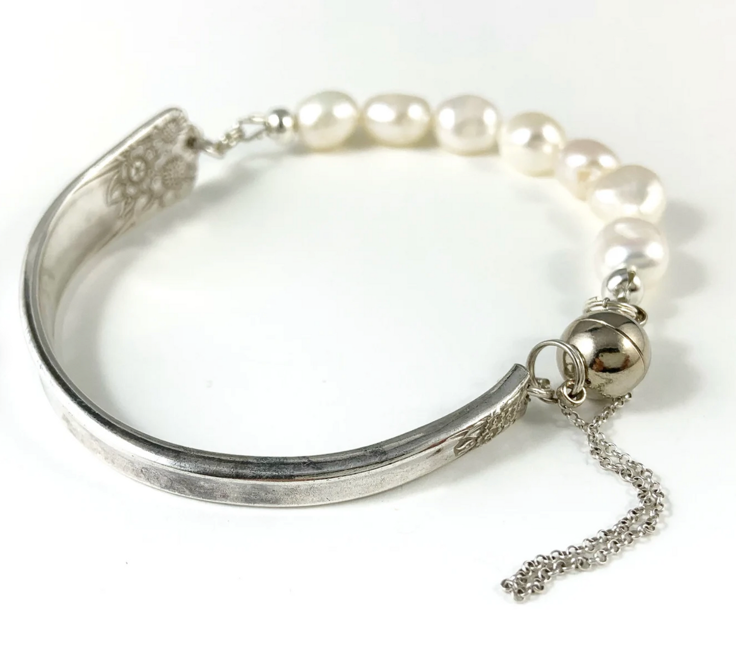 Silver Spoon Bracelet with Pearls
