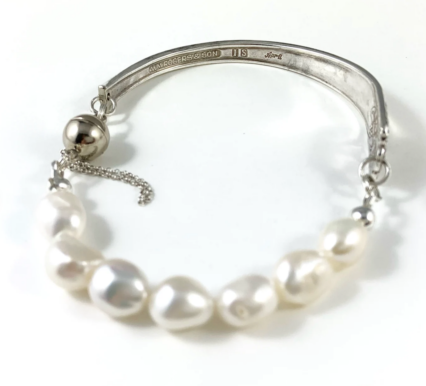 Silver Spoon Bracelet with Pearls