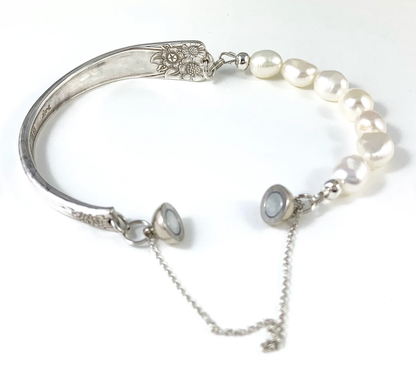 Silver Spoon Bracelet with Pearls