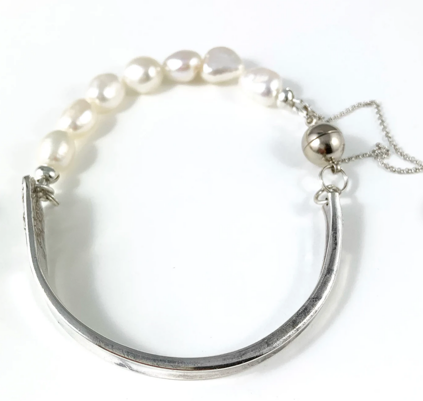 Silver Spoon Bracelet with Pearls