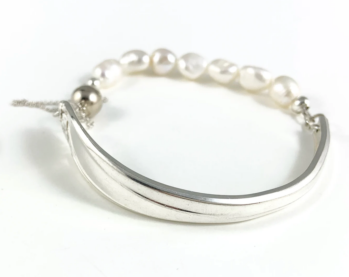 Silver Spoon Bracelet with Pearls