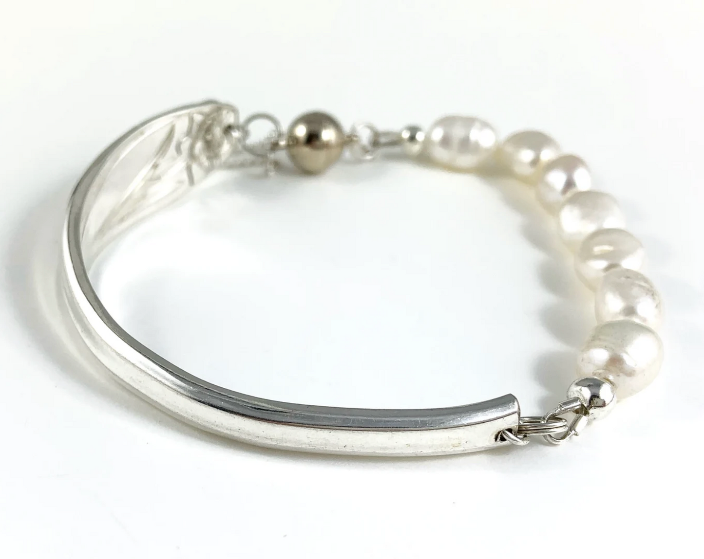 Silver Spoon Bracelet with Pearls