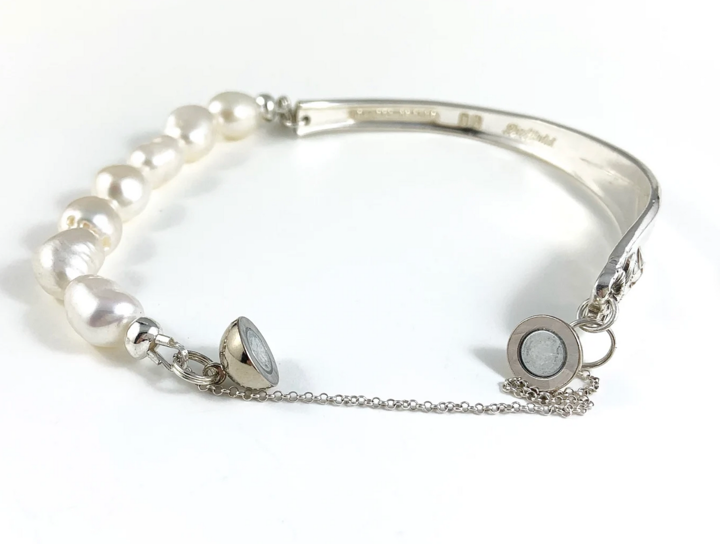 Silver Spoon Bracelet with Pearls