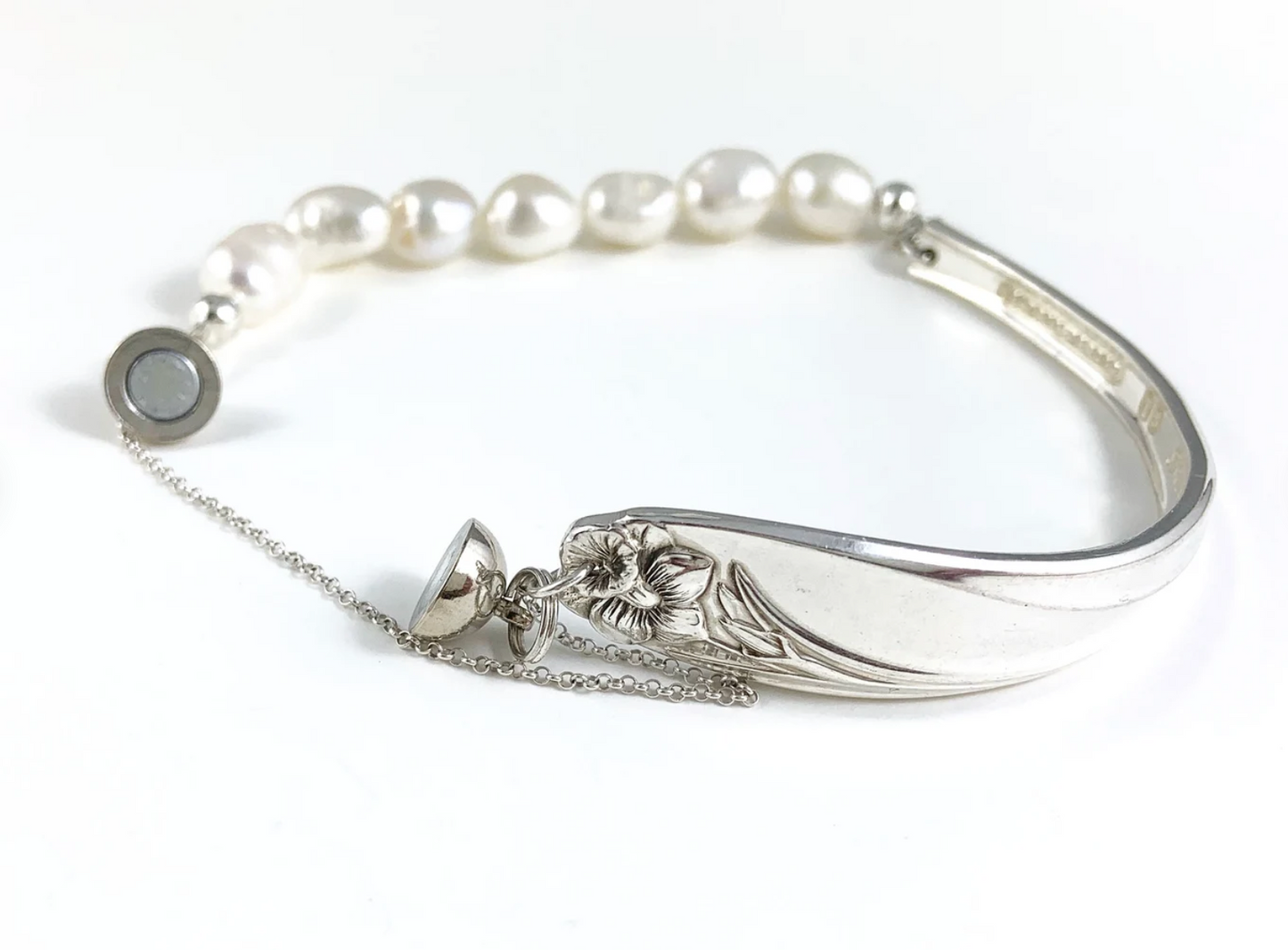 Silver Spoon Bracelet with Pearls