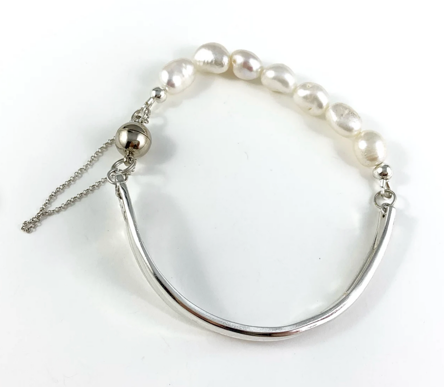 Silver Spoon Bracelet with Pearls