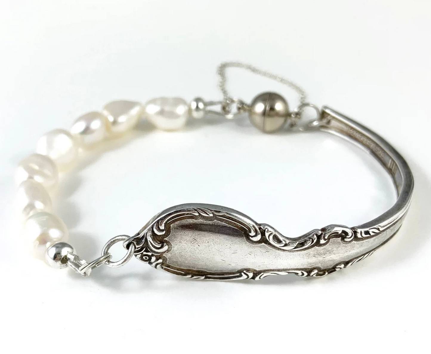 Silver Spoon Bracelet with Pearls