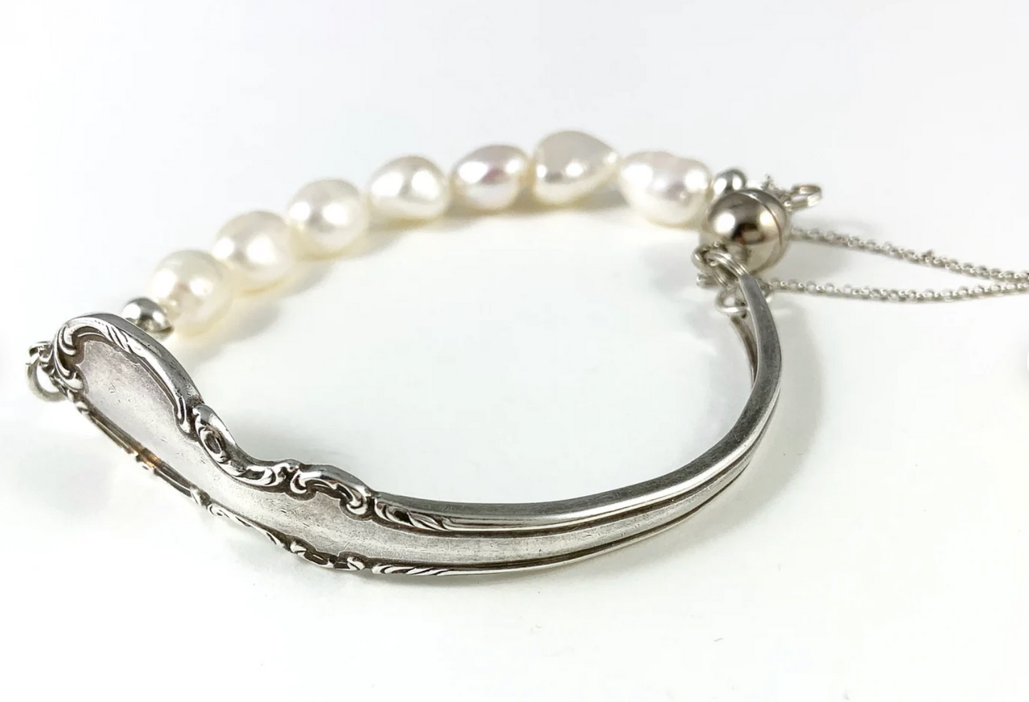 Silver Spoon Bracelet with Pearls