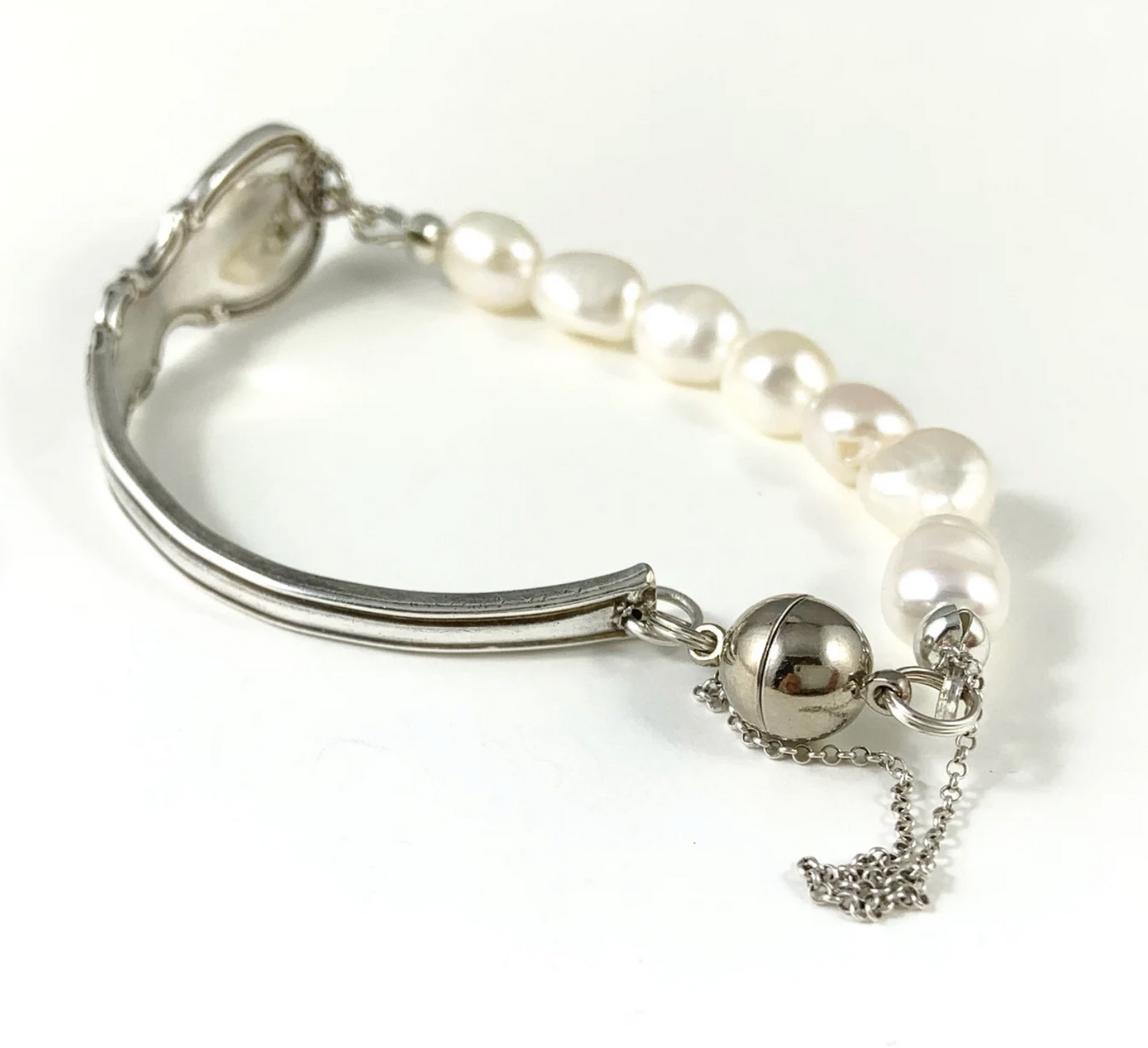 Silver Spoon Bracelet with Pearls