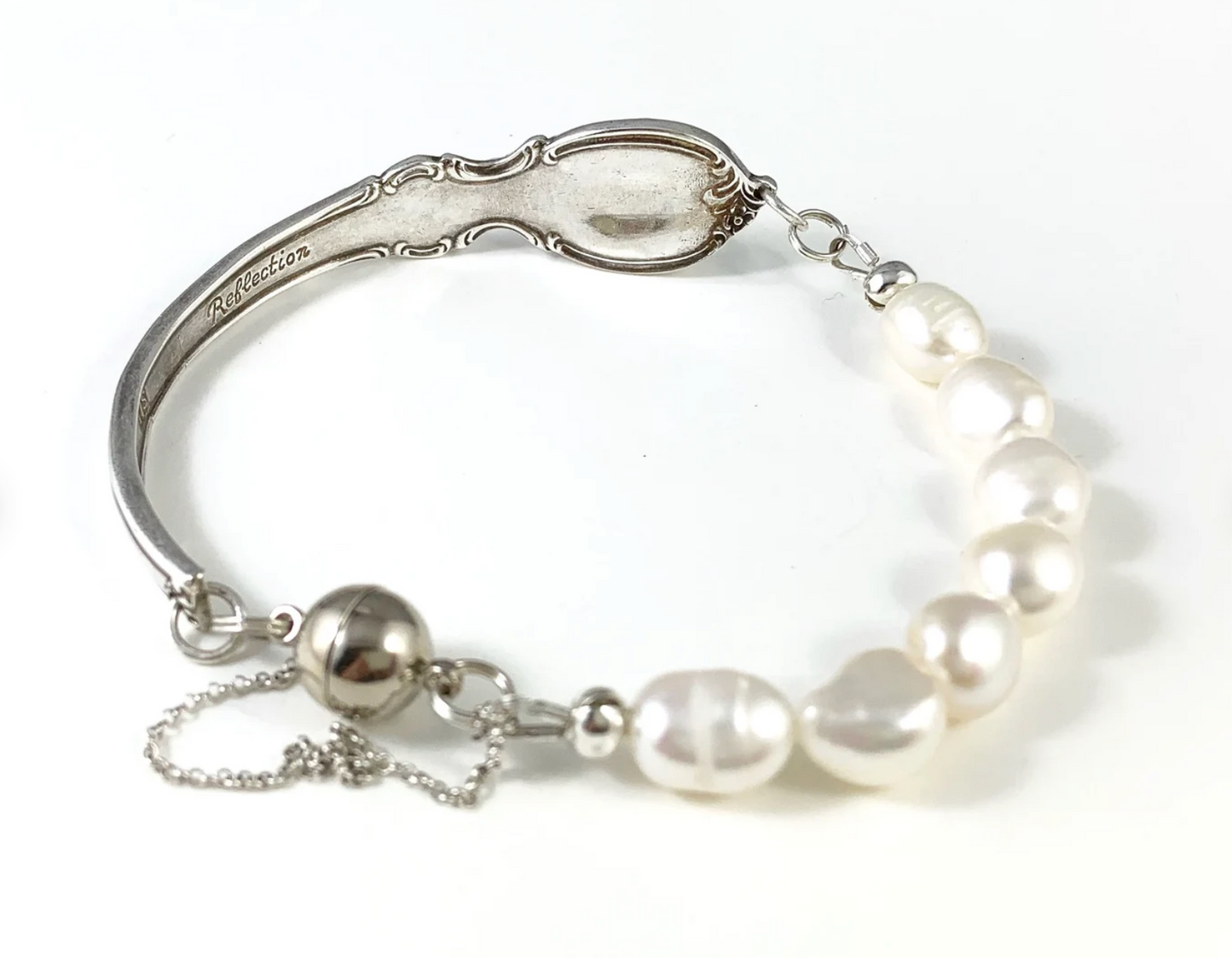 Silver Spoon Bracelet with Pearls