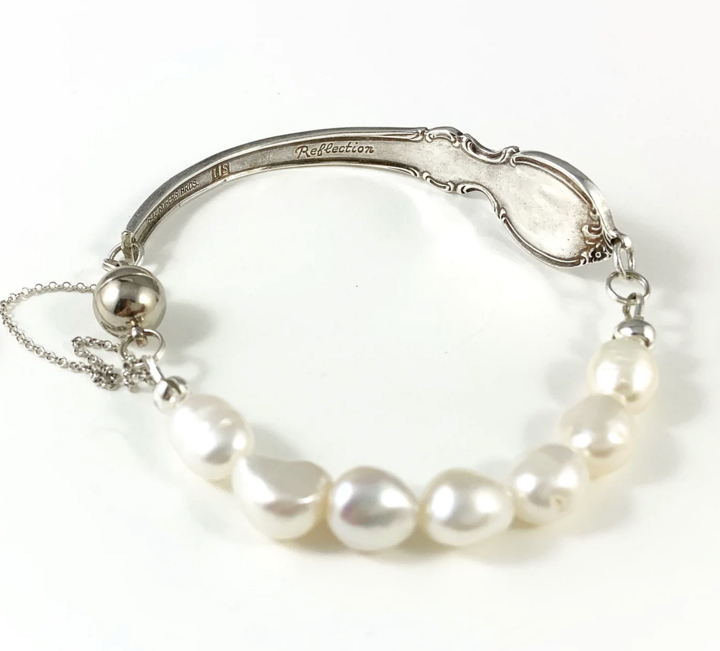 Silver Spoon Bracelet with Pearls
