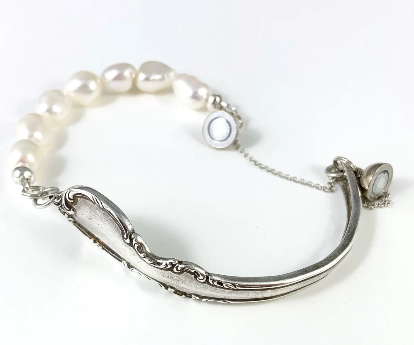 Silver Spoon Bracelet with Pearls