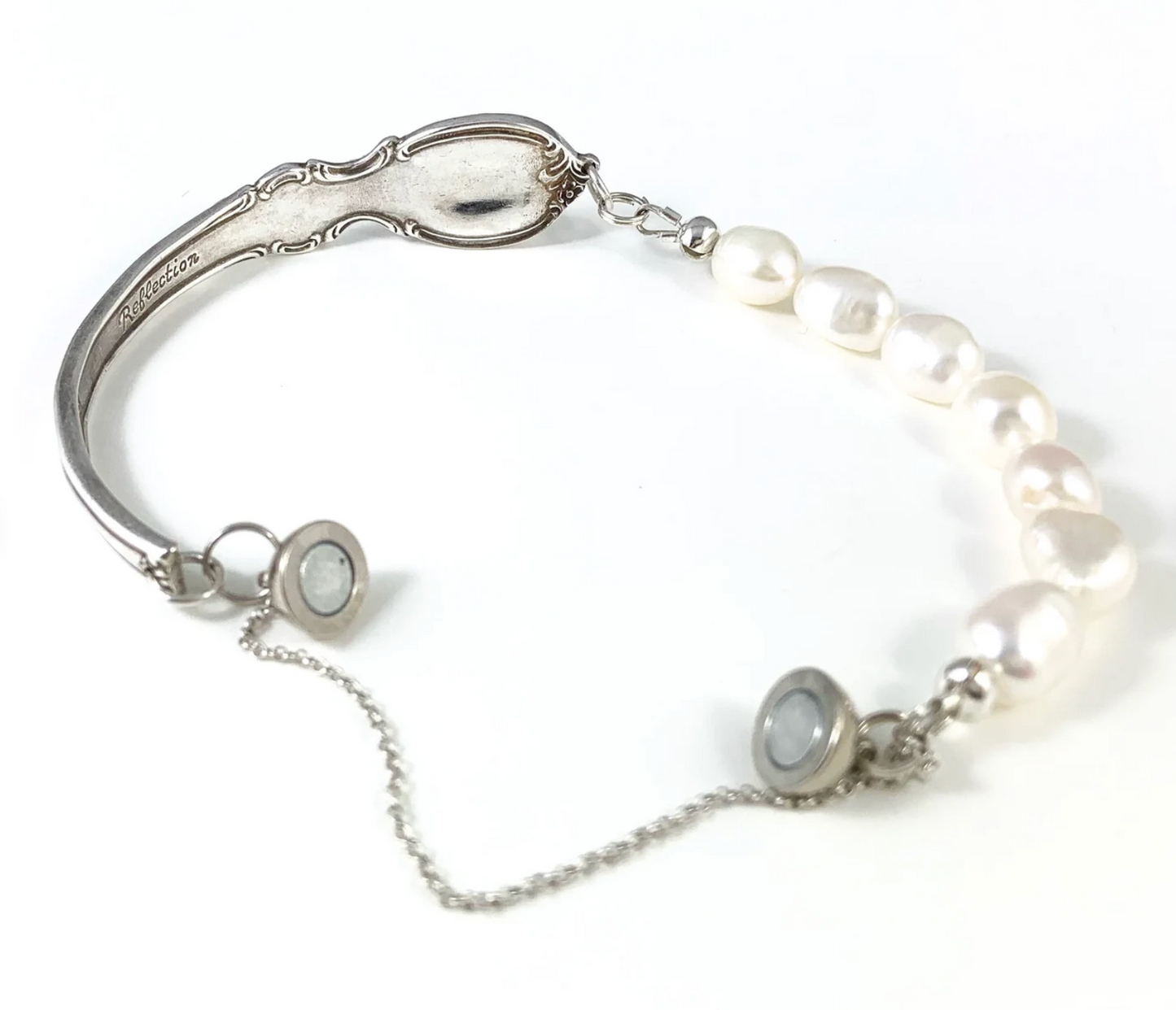 Silver Spoon Bracelet with Pearls