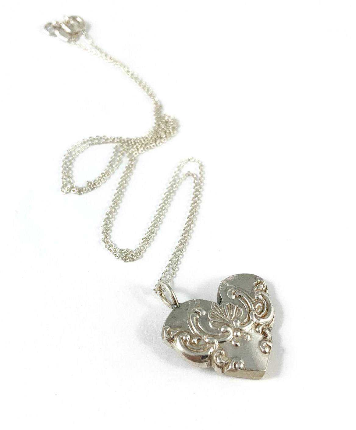Silver Spoon Heart Charm Necklace
