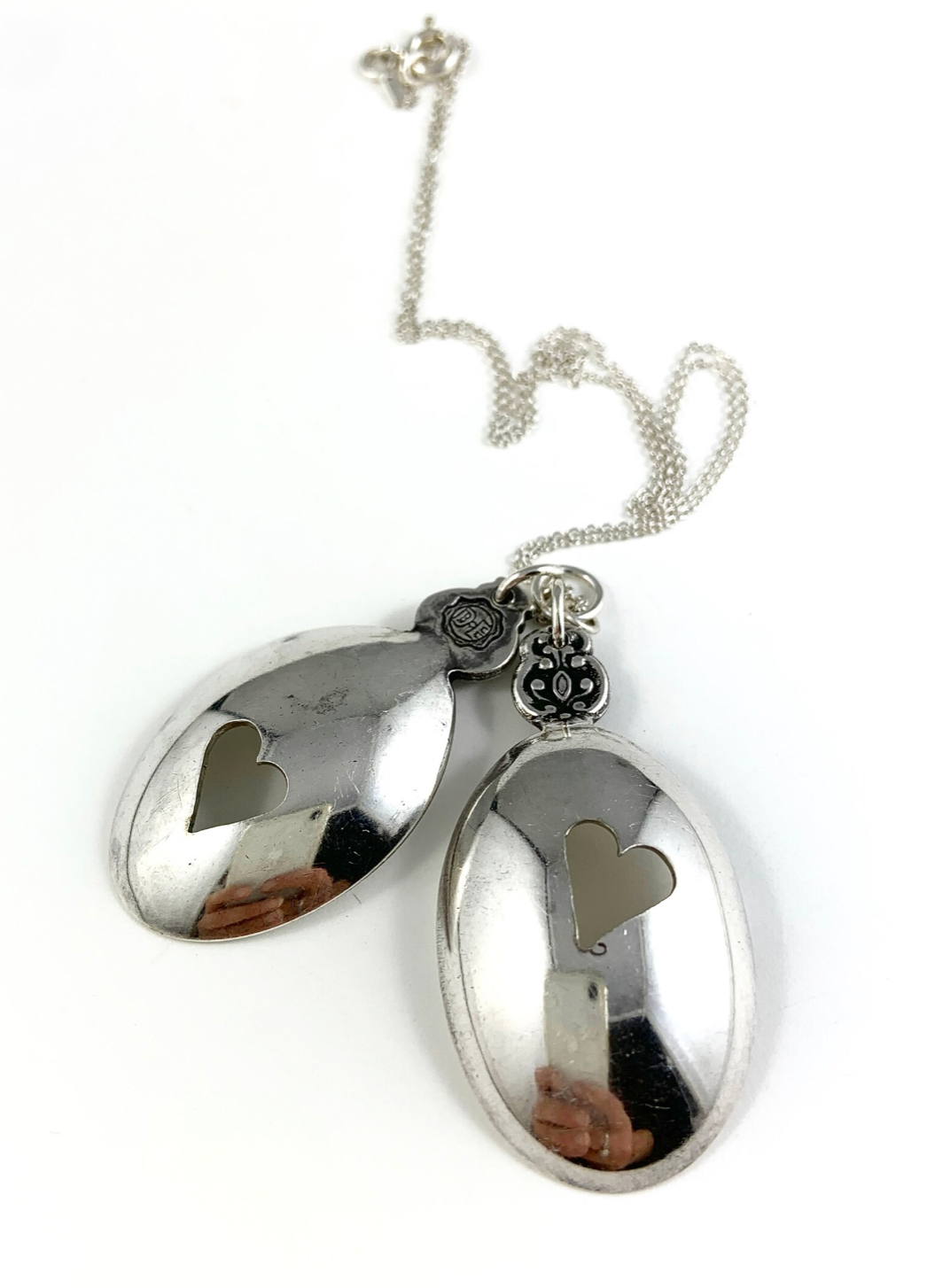 Silver Spoon Heart Charm Necklace