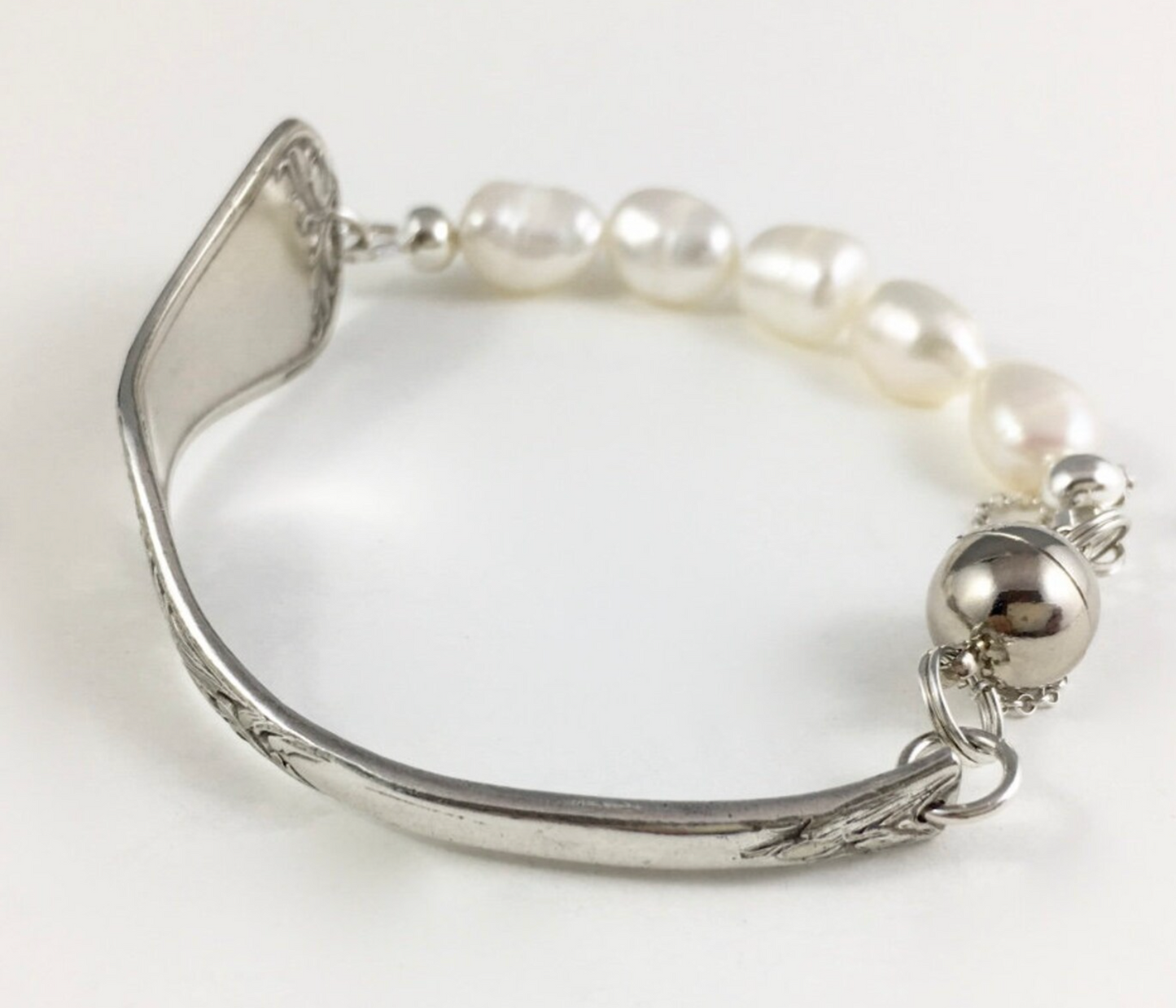 Silver Spoon Bracelet with Pearls