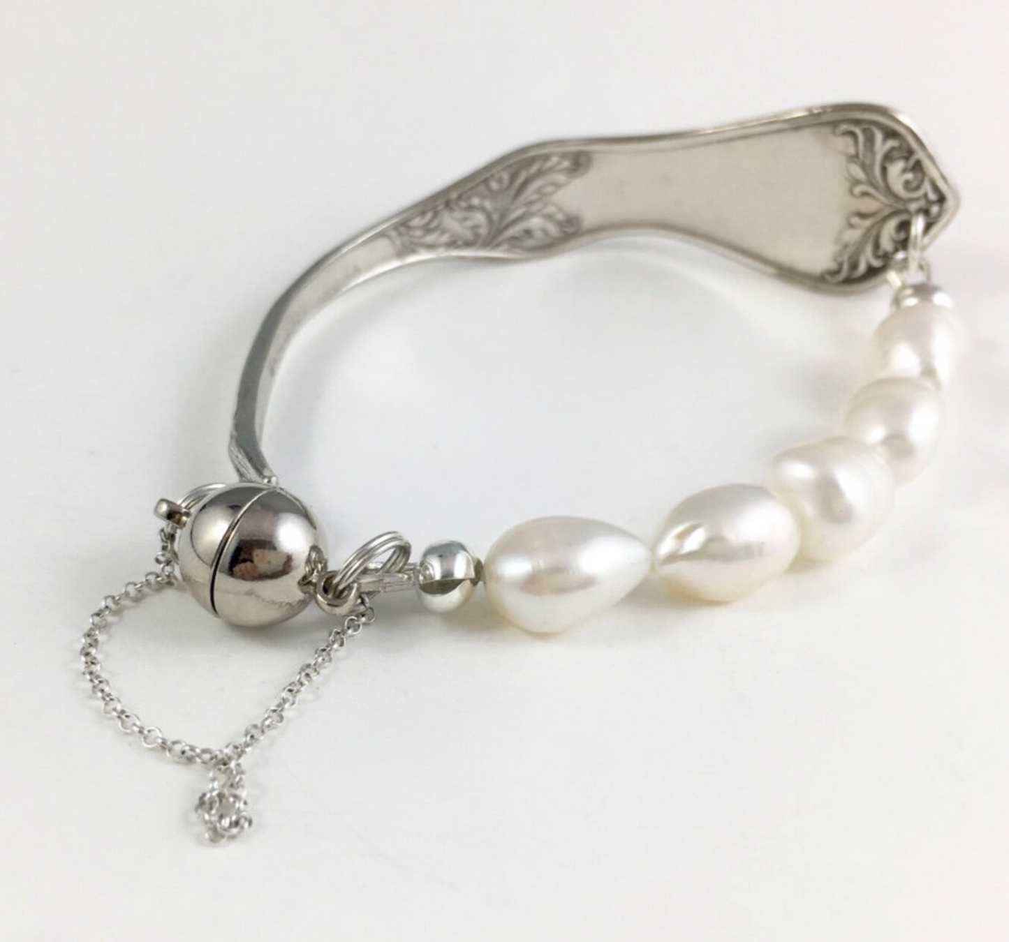 Silver Spoon Bracelet with Pearls