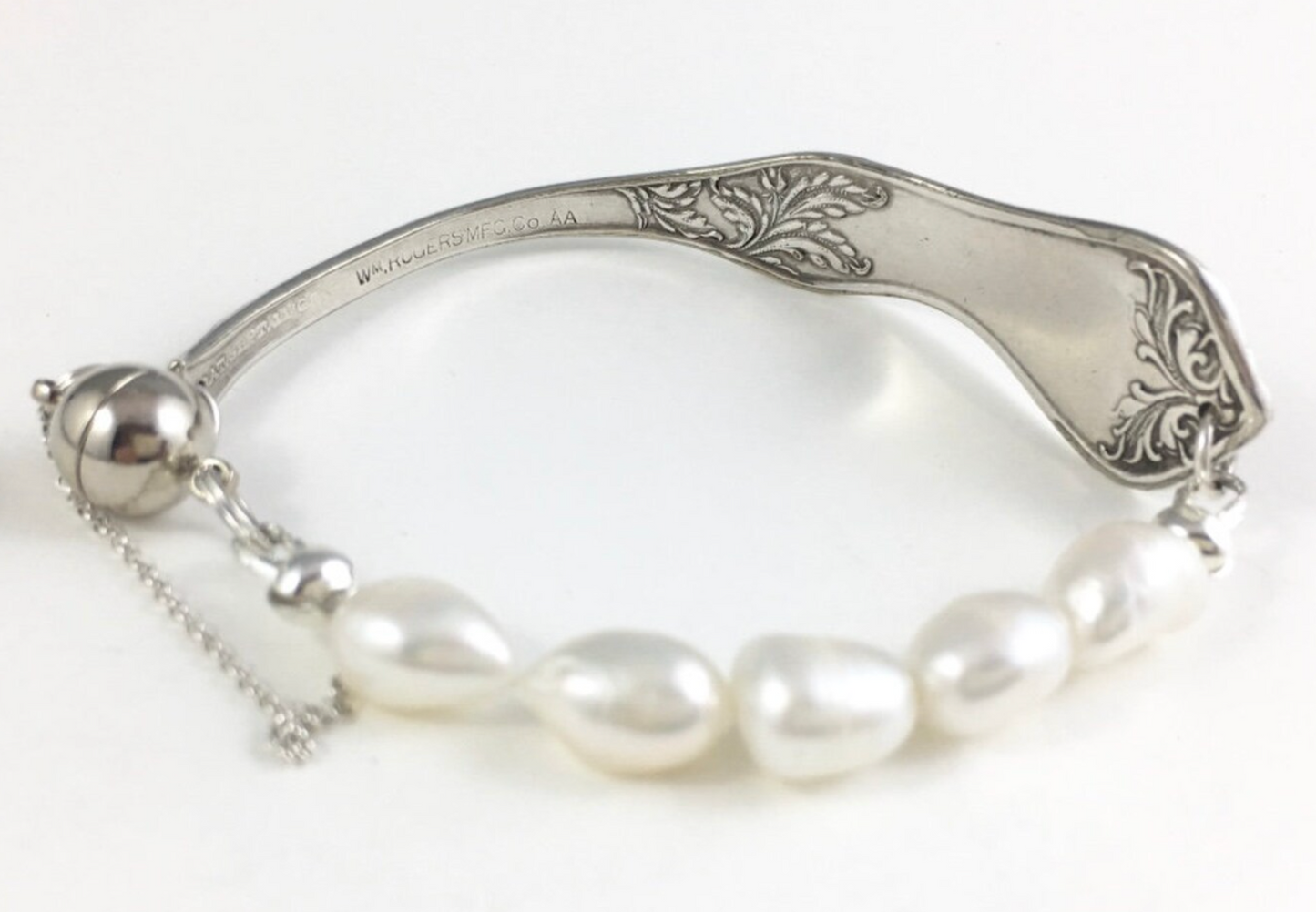 Silver Spoon Bracelet with Pearls