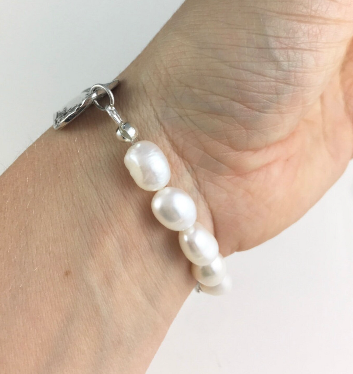 Silver Spoon Bracelet with Pearls