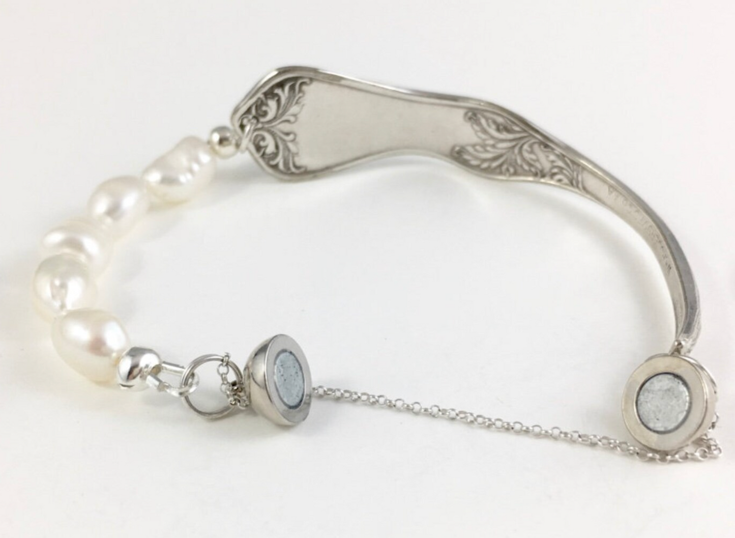 Silver Spoon Bracelet with Pearls
