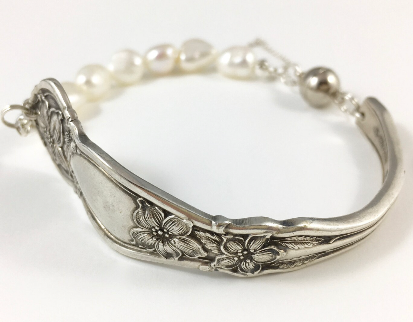 Silver Spoon Bracelet with Pearls