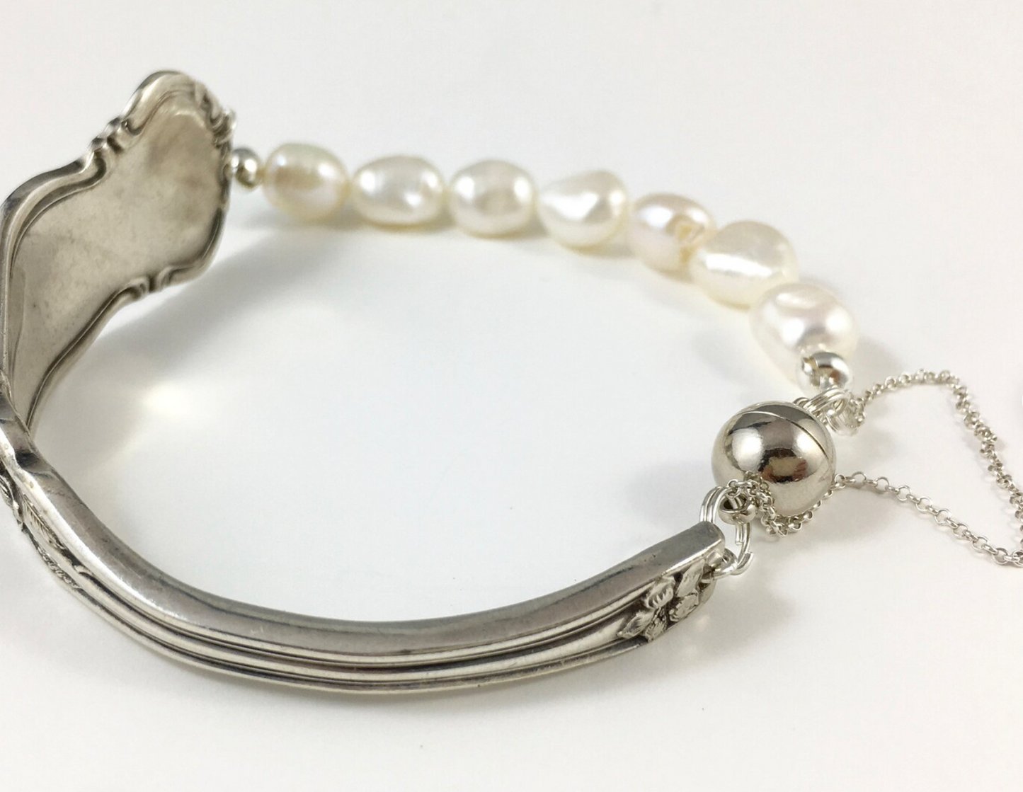 Silver Spoon Bracelet with Pearls