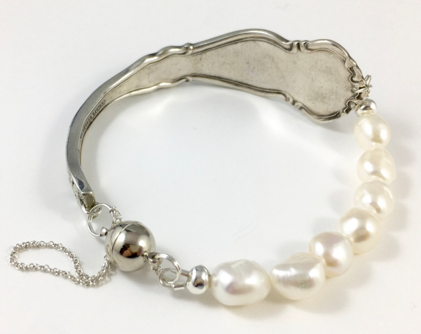 Silver Spoon Bracelet with Pearls